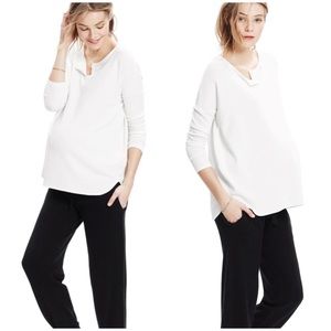 Hatch Ivory The Waffle Henley Long Sleeve Top